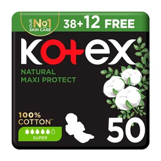 Kotex Maxi Pads Natural Super 38 + 12 Free