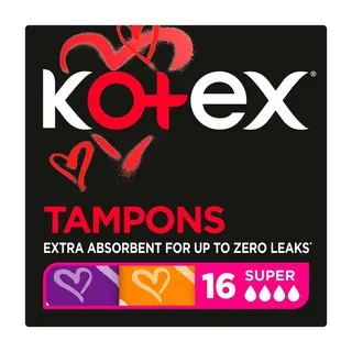 Kotex Silky Cover, Size Super, 16 Tampons