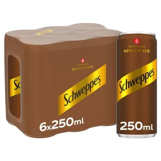 Schweppes Ginger Ale Carbonated Drink Can, 6x250ml