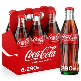 Coca-Cola Original Taste Carbonated Soft Drink Glass Bottle, 6x290ml