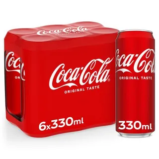 Coca-Cola Original Taste Carbonated Soft Drink Can, 6x330ml