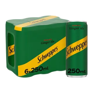 Schweppes Ginger Ale Carbonated Drink Can, 6x250ml