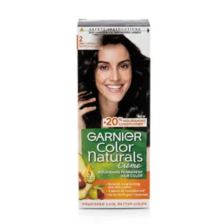 Garnier Color Naturals Nourishing Permanent Permanent Hair Color Cream with 3 Oils Deep Luminous Black 2, 1 Pack