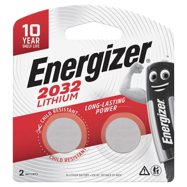 Energizer 2032 3V Lithium Batteries, 2 Pieces