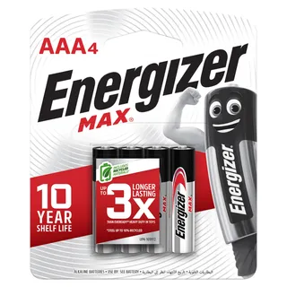 إنرجايزر ماكس ألكالاين بطاريات AAA علبة 4