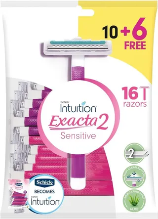 Schick Exacta2 Sensitive Disposable Razor for Women, 16 Pieces