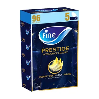 Fine Prestige Facial Tissue 96 Sheets 3ply, 5 Pack