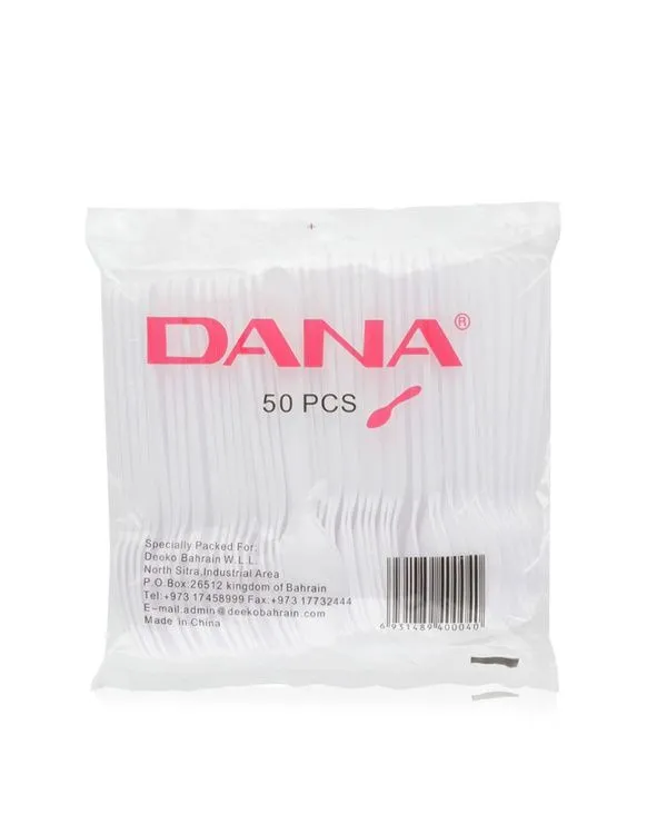 Dana White Plastic Teaspoon 50 Pcs