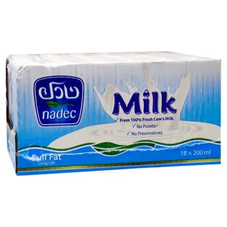 نادك حليب كامل الدسم طويل الأجل 18 x 200 ml