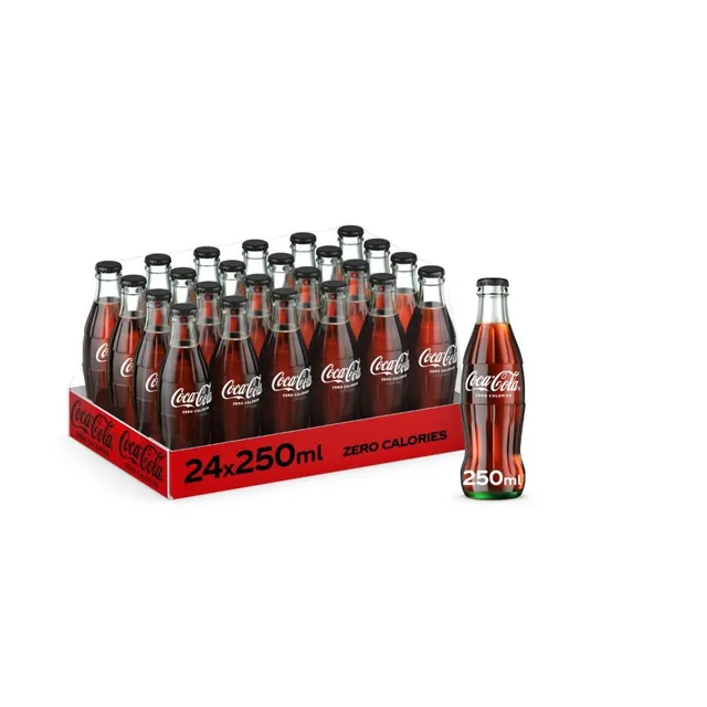 Coca-Cola Zero Calories Carbonated Soft Drink Glass Bottle, 24x250ml