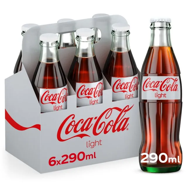 Coca-Cola Light Carbonated Soft Drink Glass Bottle, 6x290ml