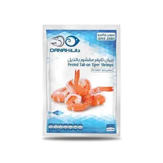 Danah Frozen Shrimps Peeled Tail-On Tiger Super Jumbo 500g