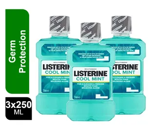 Listerine Mouthwash Cool Mint Flavor, 3x250ml