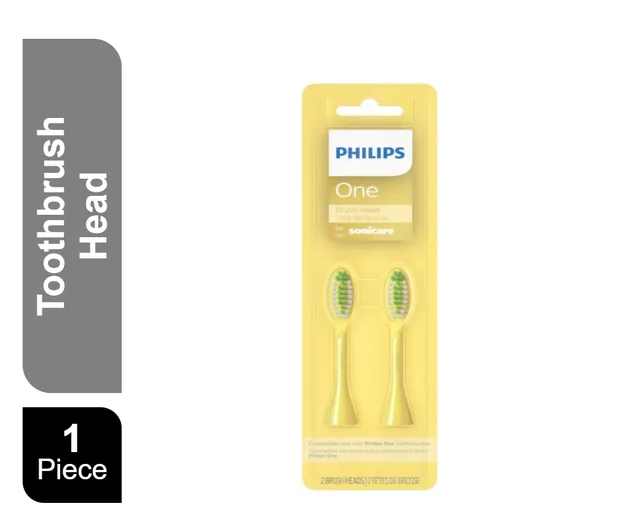 Philips One Yellow Soft Medium Toothbrush Replacement Heads, 2 Pieces