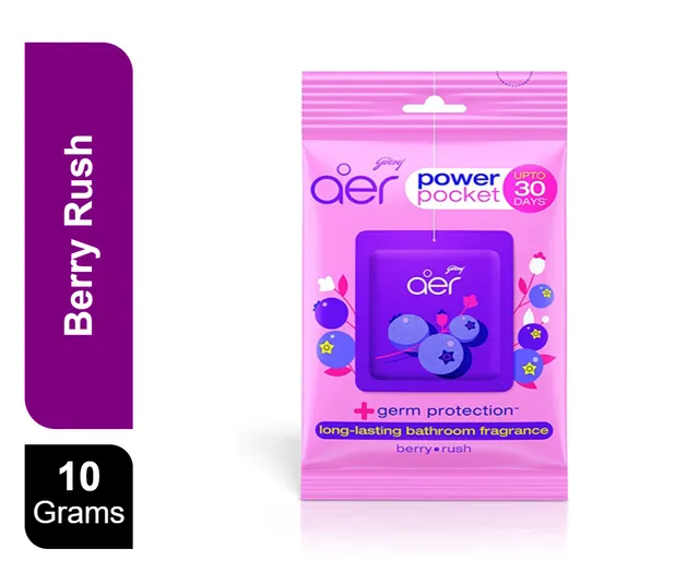 Godrej Aer Berry Rush Power Pocket Bathroom Fragrance, 10g