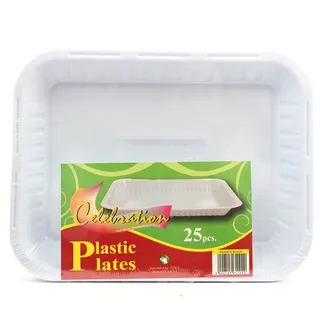 Bono Rectangular White Plastic Plate Celeberation N.2
