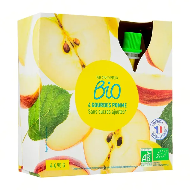 Monoprix Organic Apples Gourds Puree 12 x 90 g