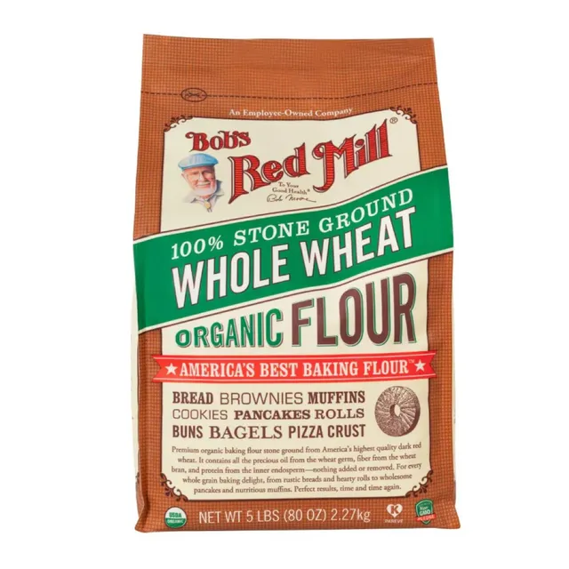 Bobs Red Mill Organic Flour Whole Wheat 5 Lbs 2.27 kg