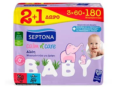 Septona Baby Wipes Aloe Vera 60S 2+1