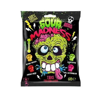 Sour Madness 4 Sour Flavours Skull-Shaped Candies, 60g