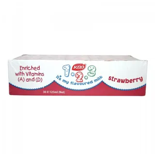 Kdd 123 Strawberry Flavoured Milk 30 pcs x 125 ml