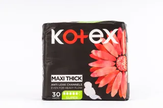 Kotex Maxi Protect Super Pads for Heavy Flow with Wings, 30 Pieces