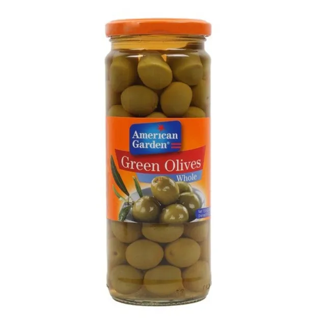 American Garden Whole Pitted Green Olives 450g