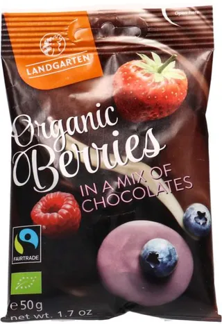 Landgarten Raspberries In Berry Chocolate 50g