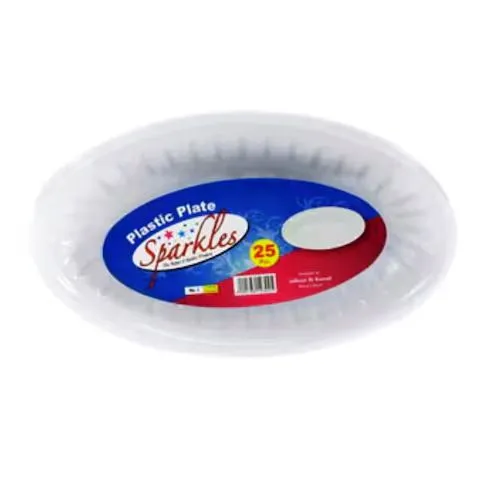 Plastic Plate Oval No 1-25Pc