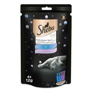 Sheba Melty Mixed Creamy Treats Tuna & Tuna & Seafood Flavor Cat Food, 4x12g
