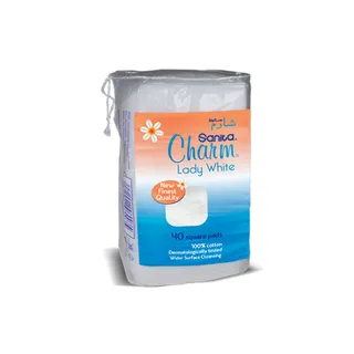 Sanita Charm Lady White Square Cotton Pads, 40 Pieces