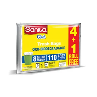 Sanita Club Biodegradable Trash Bags, 8 Gallons, 110 Bags