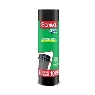 Sanita Club Biodegradable Garbage Bags, 70 Gallons, 10 Bags