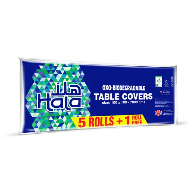 Hala Bio Table Cover, 100x100cm, 78 Sheets, 6 Rolls