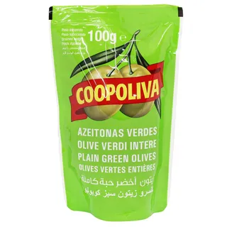Coopoliva Green Olives With Pits, 100g
