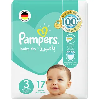 Pampers Baby-Dry Diapers, Size 3, 6-10 kg, 17 Diapers