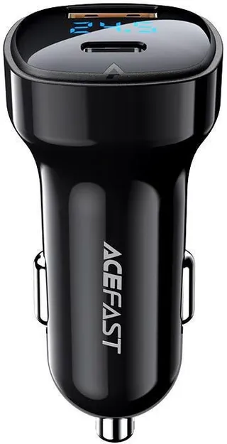 Acefast B4 Digital Display 66W(USB-C+USB-A) Dual Port Car Charger - Black