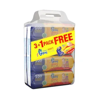 Sanita Gipsy Soft Plus Baby Wipes, 4x100 Pieces