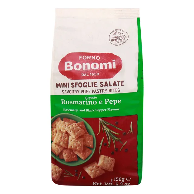 فورنو بونومي روزماري وبلاك بيبر نكهة باف باستري بايتس، 150g