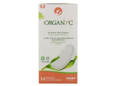 Organyc Certified Organic Postpartum Maternity Pads, 14 Pieces