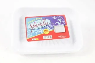 Sparkles Rectangular Plastic Plate No.2, 25 Pieces