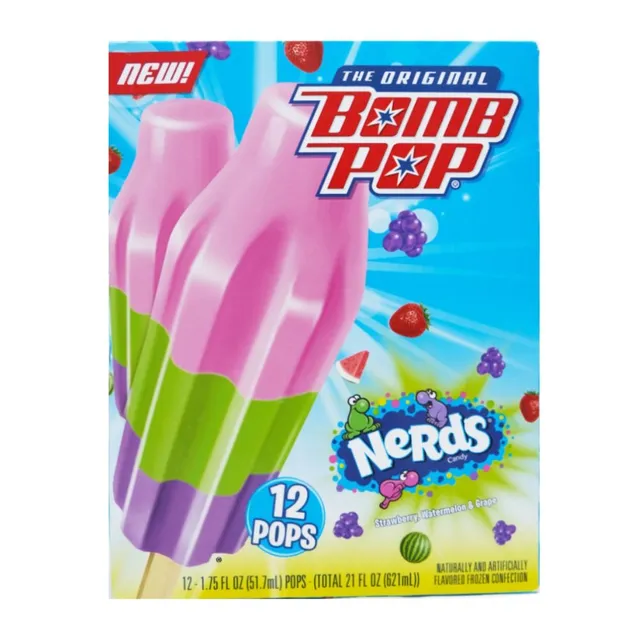 Blue Bunny Bomb Pop Nerds Popsicles, 12 Pieces