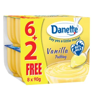 Danette Vanilla Pudding, 8x90g