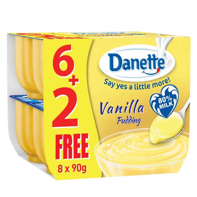 Danette Vanilla Pudding, 8x90g