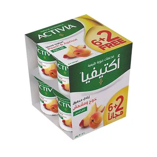 أكتيفيا يوغورت محرك خوخ ومشمش، 8x120g