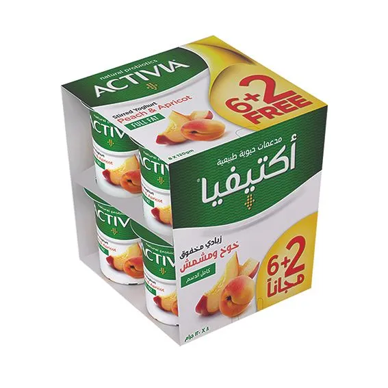 أكتيفيا يوغورت محرك خوخ ومشمش، 8x120g