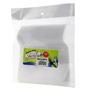Sparkles Plastic Fork White HD, 50 Pieces