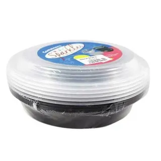 Sparkles Microwaveable Round Container - Black, 5 Pieces