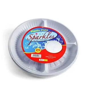 Sparkles Plastic Plate Round No.5, 25 Pieces