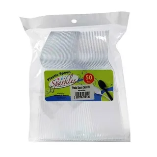 Sparkles Plastic Spoon Clear, 50 Pieces